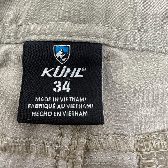 Kühl Shorts Mens 34 Beige Tan Khaki Hiking Pockets Zip Closure Durable Blend - Picture 3 of 10